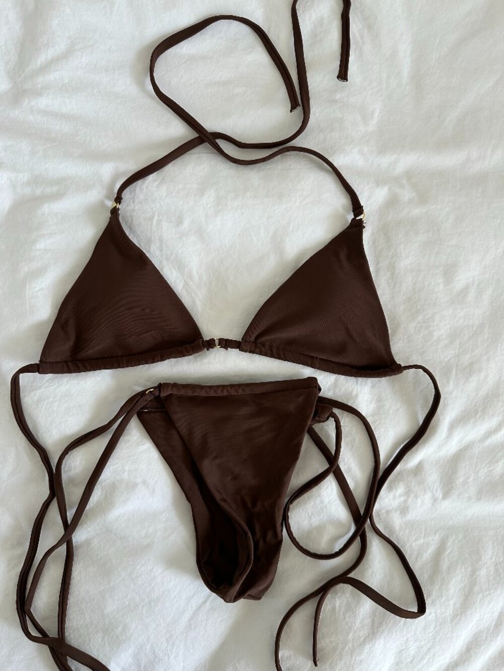 Brown tie-side bikini set xs